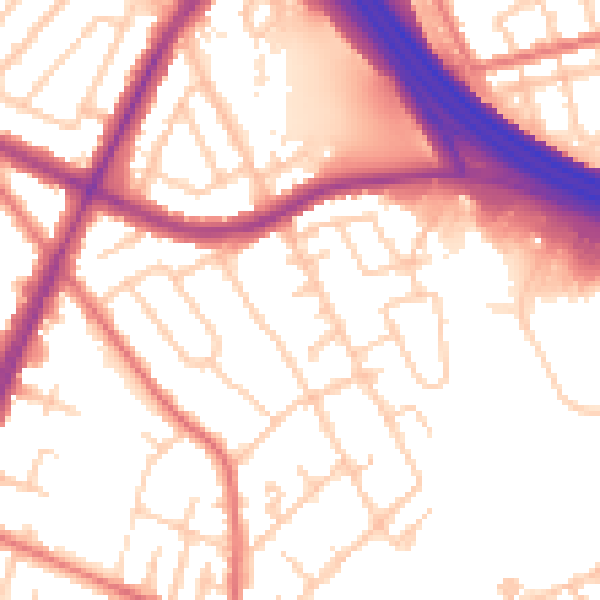 Daytime road noise heatmap for M40 3SW