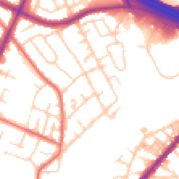 Daytime road noise heatmap for M40 3TH