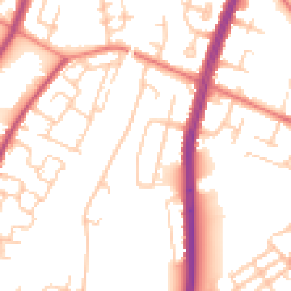 Daytime road noise heatmap for M40 3WW