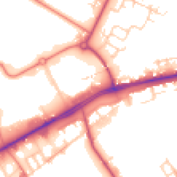 Daytime road noise heatmap for M40 5BJ
