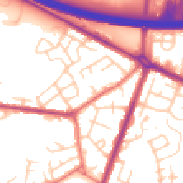 Daytime road noise heatmap for M40 5JN