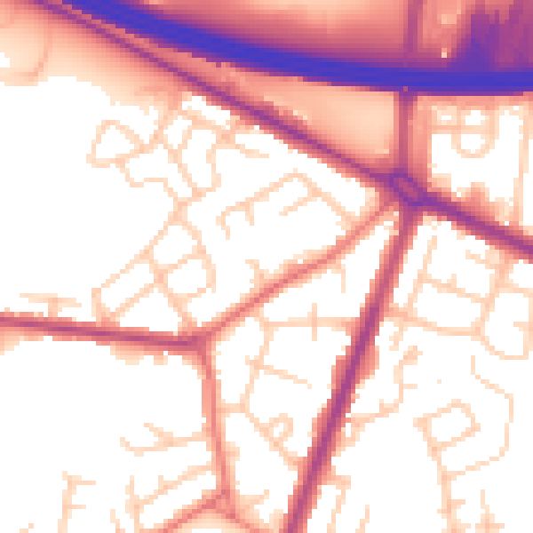 Daytime road noise heatmap for M40 5JY
