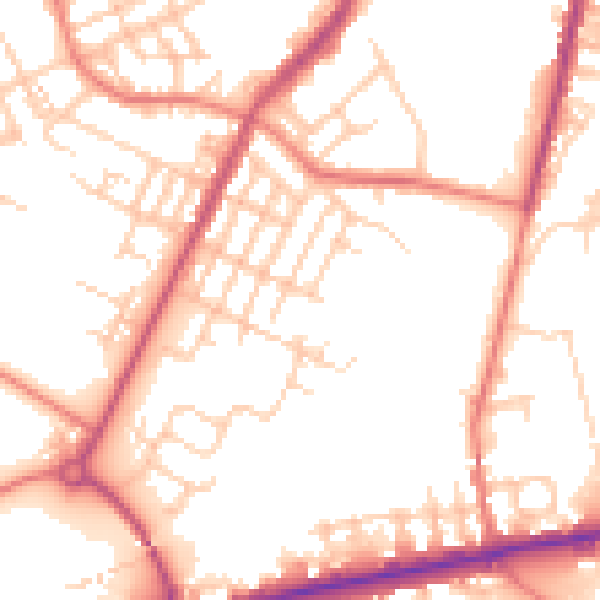 Daytime road noise heatmap for M40 5NW