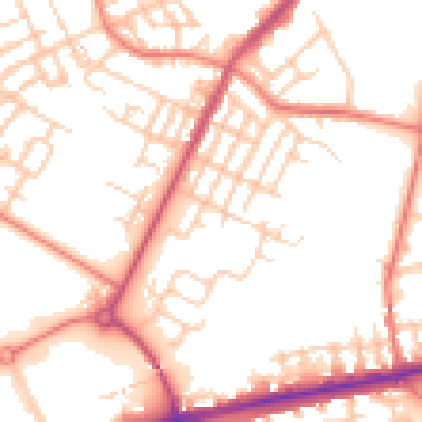 Daytime road noise heatmap for M40 5NY