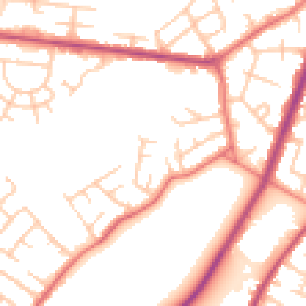 Daytime road noise heatmap for M40 5QJ