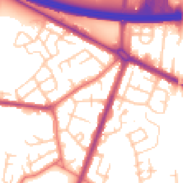 Daytime road noise heatmap for M40 5QW