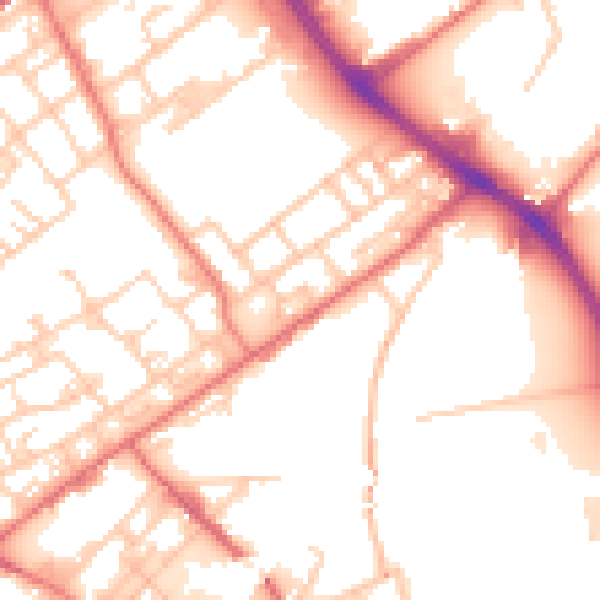 Daytime road noise heatmap for M40 7BJ