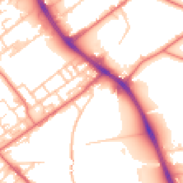 Daytime road noise heatmap for M40 7BN