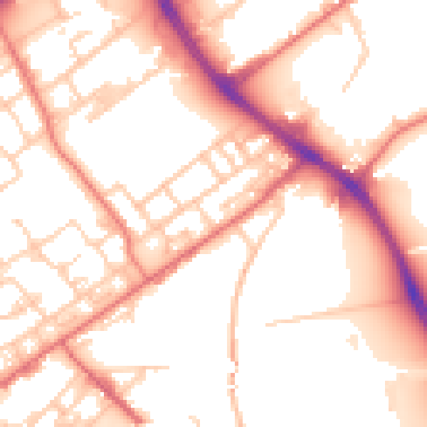 Daytime road noise heatmap for M40 7BY