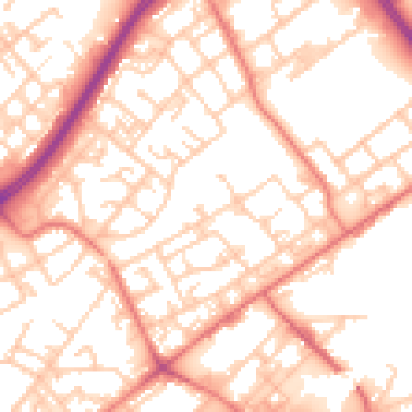 Daytime road noise heatmap for M40 7DB
