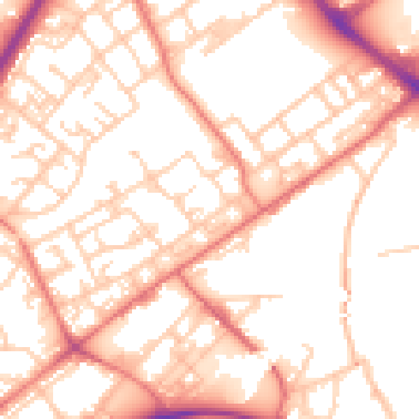 Daytime road noise heatmap for M40 7DJ