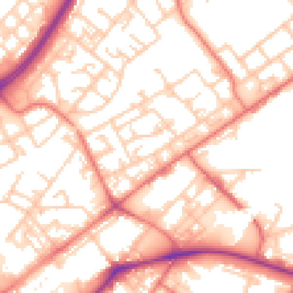 Daytime road noise heatmap for M40 7DU