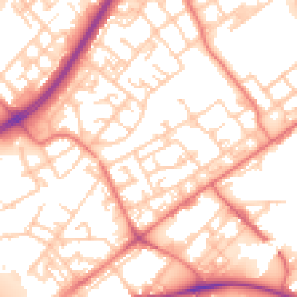 Daytime road noise heatmap for M40 7HQ