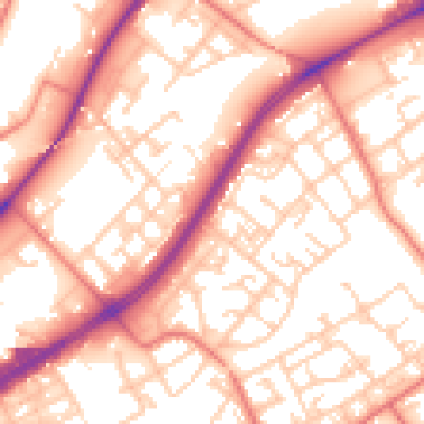 Daytime road noise heatmap for M40 7JD