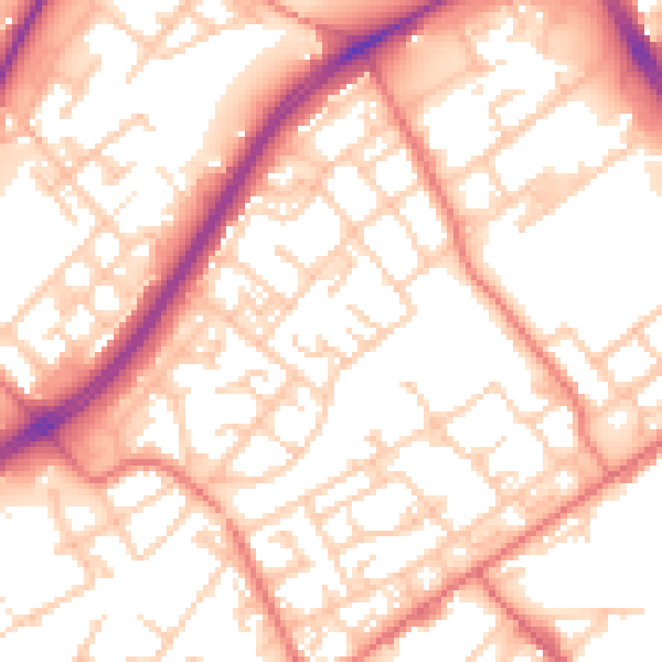 Daytime road noise heatmap for M40 7ND