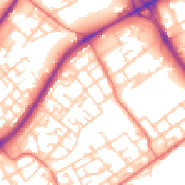 Daytime road noise heatmap for M40 7NQ