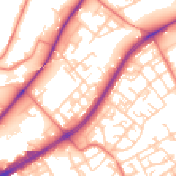 Daytime road noise heatmap for M40 7PA