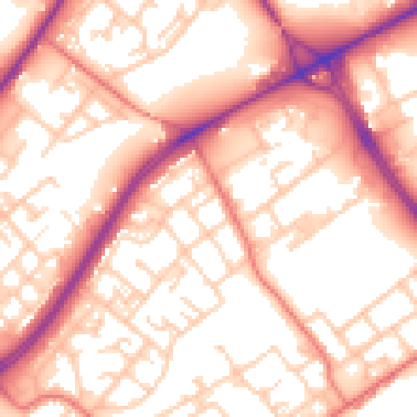 Daytime road noise heatmap for M40 7PW