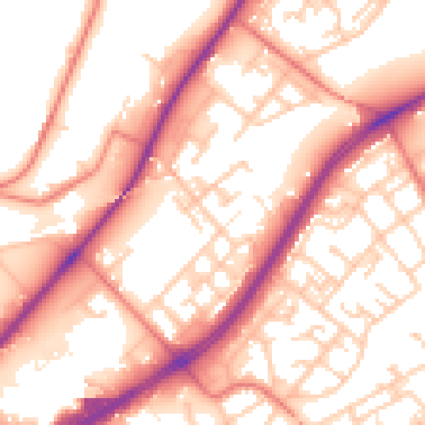 Daytime road noise heatmap for M40 7PZ