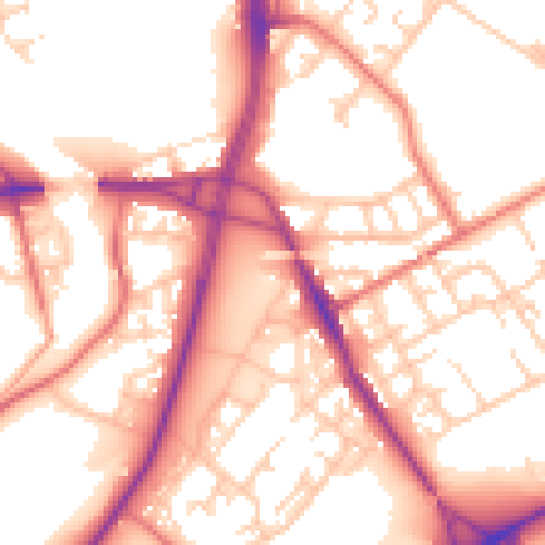 Daytime road noise heatmap for M40 7UQ