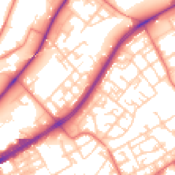 Daytime road noise heatmap for M40 7WZ