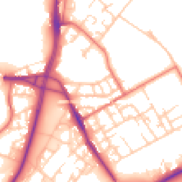 Daytime road noise heatmap for M40 8BH