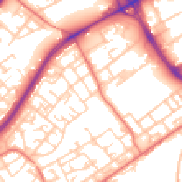 Daytime road noise heatmap for M40 8BX