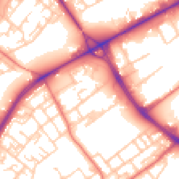 Daytime road noise heatmap for M40 8DY