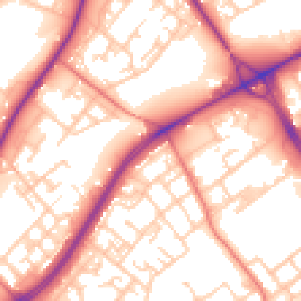 Daytime road noise heatmap for M40 8ED