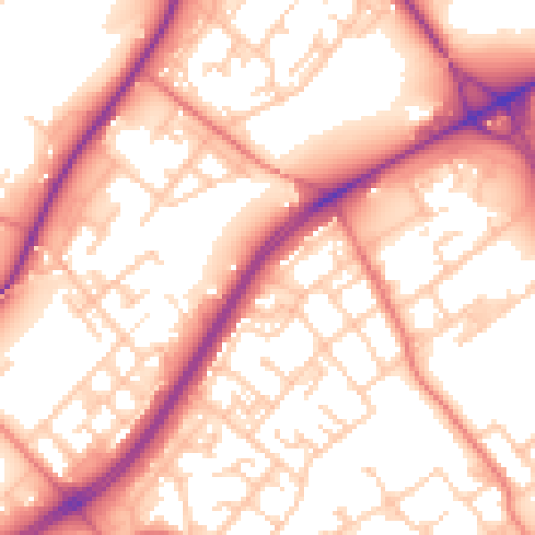 Daytime road noise heatmap for M40 8EJ