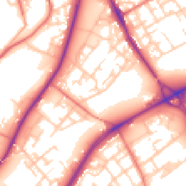 Daytime road noise heatmap for M40 8LE