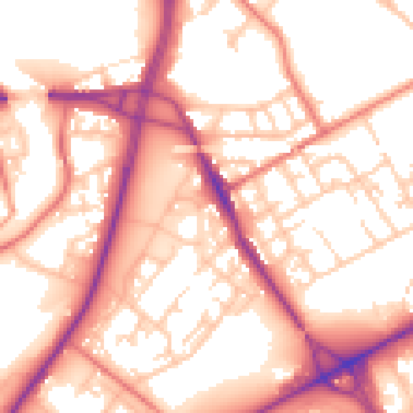 Daytime road noise heatmap for M40 8LF