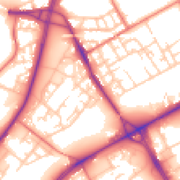 Daytime road noise heatmap for M40 8LL