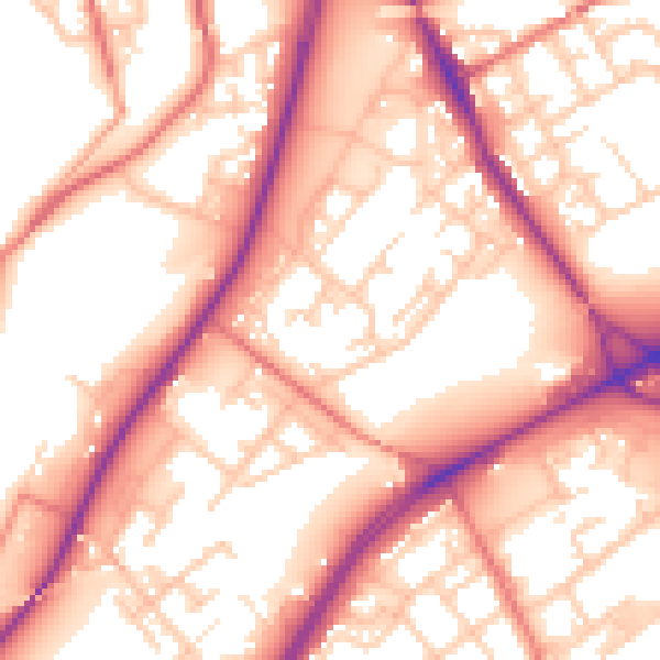 Daytime road noise heatmap for M40 8LR