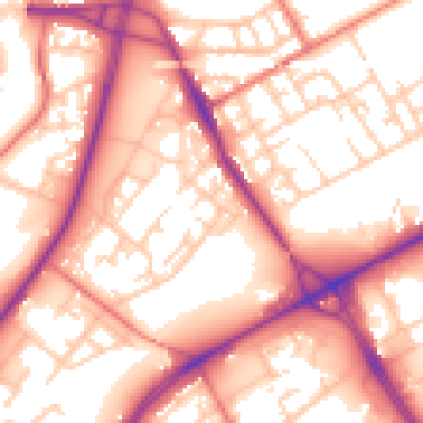 Daytime road noise heatmap for M40 8LW