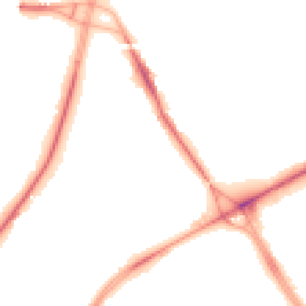 Night-time road noise heatmap for M40 8LW