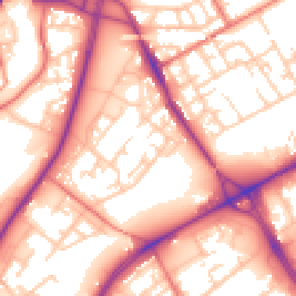 Daytime road noise heatmap for M40 8LX