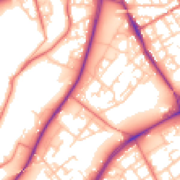 Daytime road noise heatmap for M40 8NE