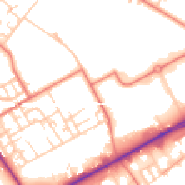 Daytime road noise heatmap for M40 8NP