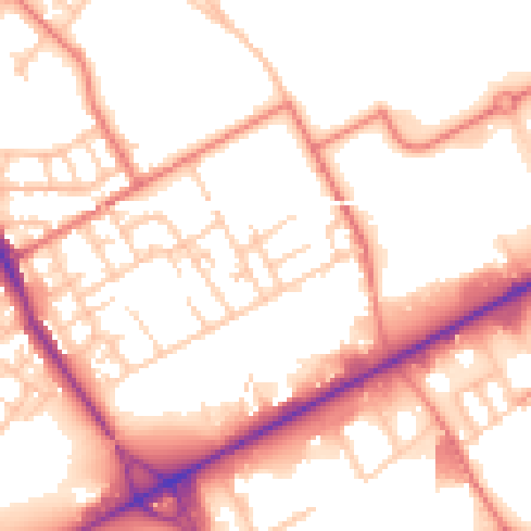 Daytime road noise heatmap for M40 8PE