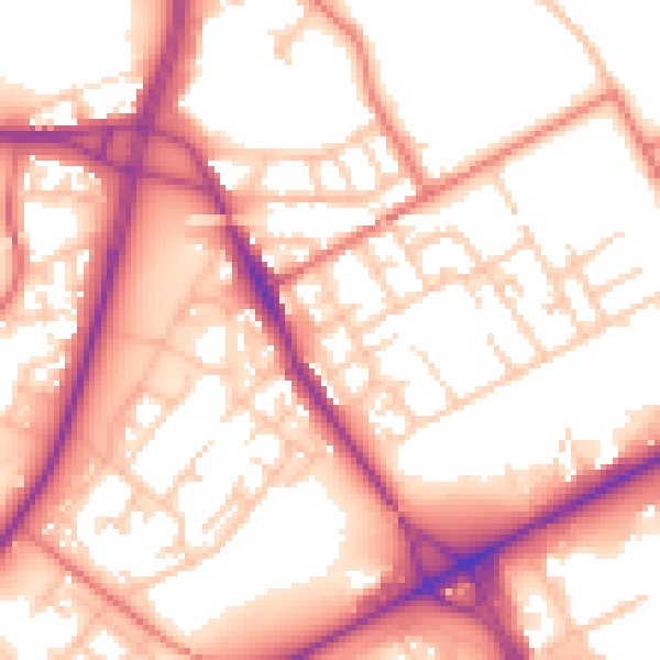 Daytime road noise heatmap for M40 8QN