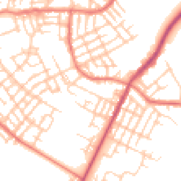 Daytime road noise heatmap for M40 9DN