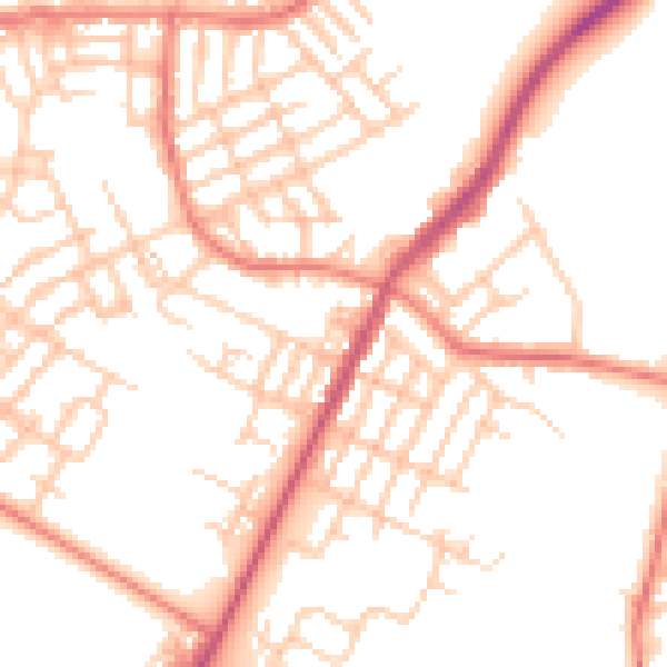 Daytime road noise heatmap for M40 9DS