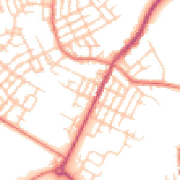 Daytime road noise heatmap for M40 9DT