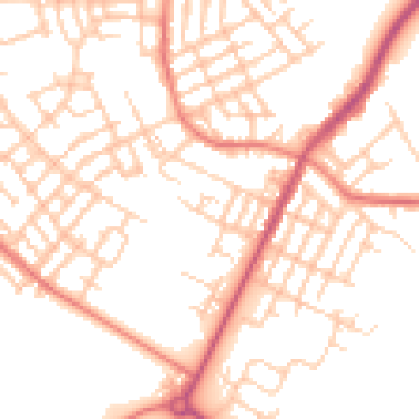 Daytime road noise heatmap for M40 9DU