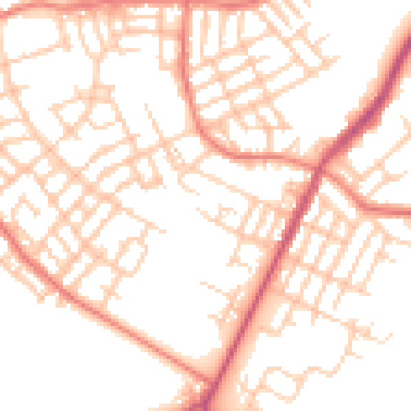 Daytime road noise heatmap for M40 9DX