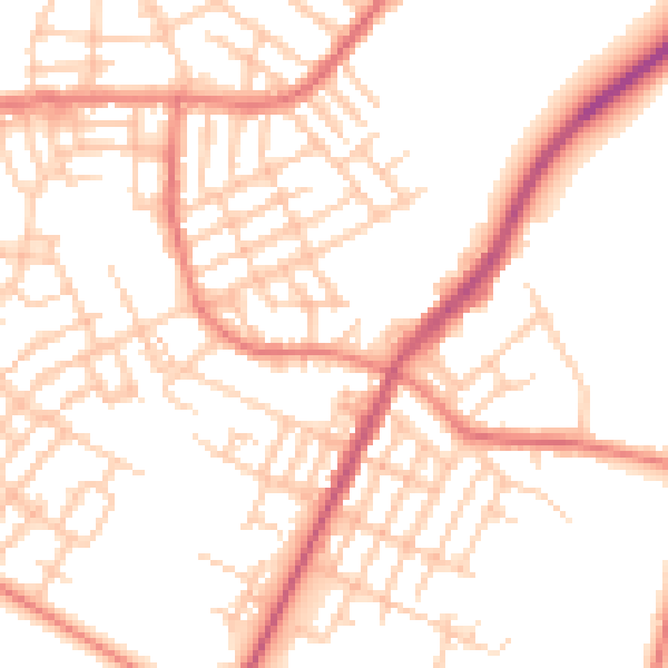 Daytime road noise heatmap for M40 9HF