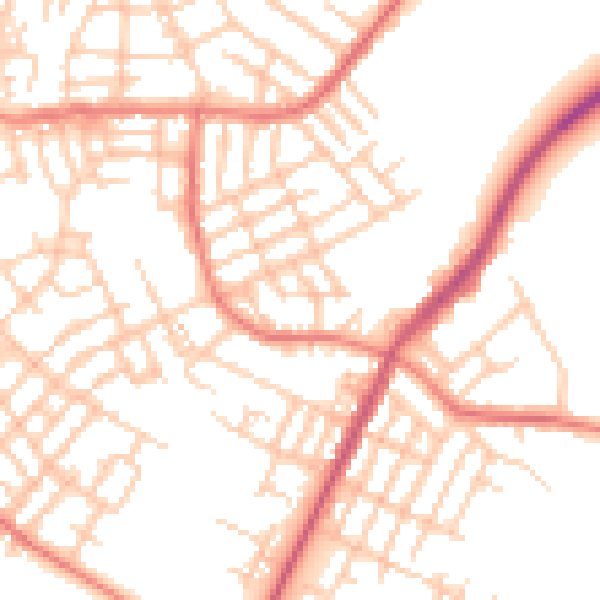Daytime road noise heatmap for M40 9HU