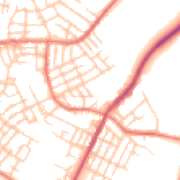 Daytime road noise heatmap for M40 9JA