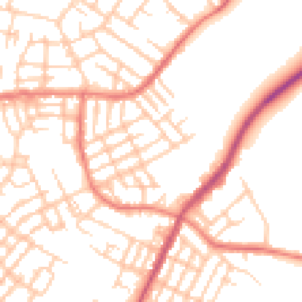 Daytime road noise heatmap for M40 9JE